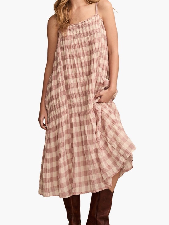 Lucky Brand Dresses & Skirts - Lucky Brand Blush and Cream Gingham Midi Sundress
